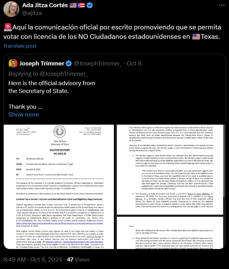 Verificación de Datos Secretaria de Estado de Texas NO Está